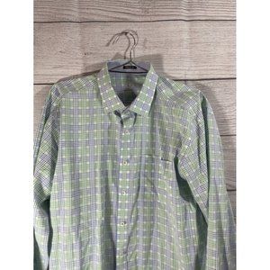 Bugatchi Umo - Mens XL Blue/Green Plaid Long Sleeve Button Up